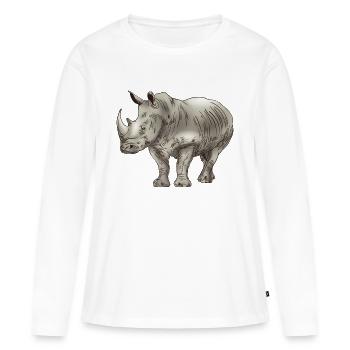 Rhinocéros pachyderme rhinocéros - T-shirt manches longues Premium bio Femme - blanc - Devant - Julia (174cm)