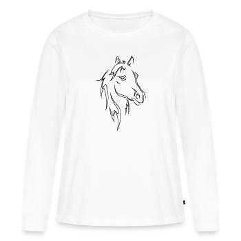 Pferdekopf - Frauen Premium Bio Langarmshirt - Weiß - Vorne - Julia (174cm)