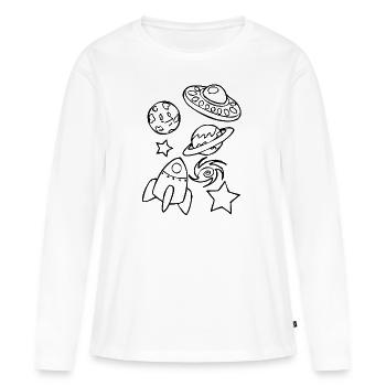Conception de l'espace - T-shirt manches longues Premium bio Femme - blanc - Devant - Julia (174cm)