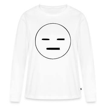 Emoji esquisse sans émotion noir - T-shirt manches longues Premium bio Femme - blanc - Devant - Julia (174cm)