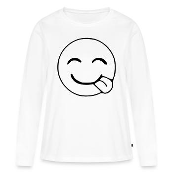 Emoji Hunger Sketch Black - Women's Premium Organic Long Sleeve Shirt - white - Front - Julia (174cm)