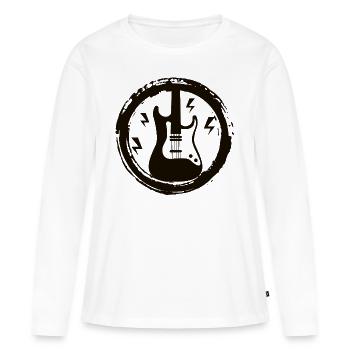 Guitare - Guitar - Vintage Rock - Hardrock - T-shirt manches longues Premium bio Femme - blanc - Devant - Julia (174cm)