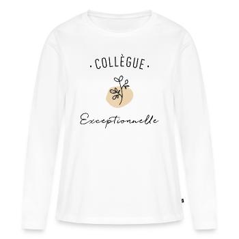 Collègue exceptionnelle - T-shirt manches longues Premium bio Femme - blanc - Devant - Julia (174cm)