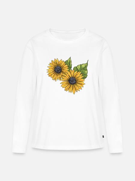Sonnenblume Sonnenblumen - Frauen Premium Bio Langarmshirt - Weiß