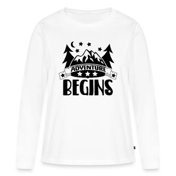 L’aventure commence - T-shirt manches longues Premium bio Femme - blanc - Devant - Julia (174cm)