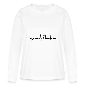 CADEAU - ECG COEUR EN LIGNE MAJEUR BAISE Noir - T-shirt manches longues Premium bio Femme - blanc - Devant - Julia (174cm)