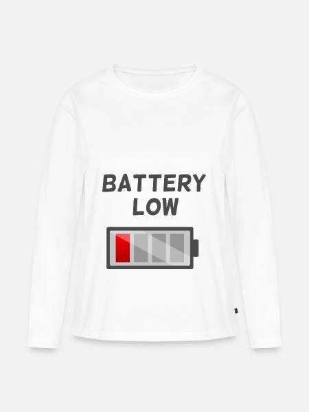 Battery low - Frauen Premium Bio Langarmshirt - Weiß