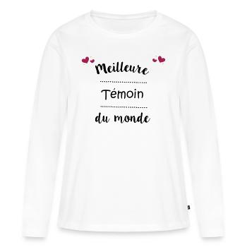 Meilleure témoin du monde - T-shirt manches longues Premium bio Femme - blanc - Devant - Julia (174cm)