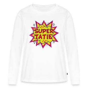 Super tatie cadeau humour tata - T-shirt manches longues Premium bio Femme - blanc - Devant - Julia (174cm)