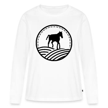 Sport équestre Liberté Poulain Ross - T-shirt manches longues Premium bio Femme - blanc - Devant - Julia (174cm)