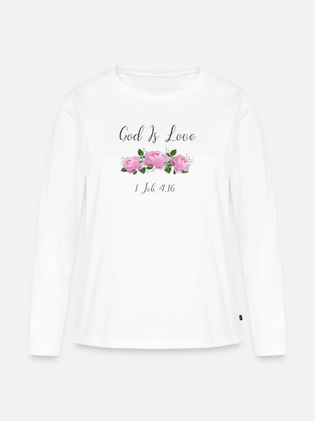 Gott ist Liebe Christliche Tshirt Geschenke Jesus - Frauen Premium Bio Langarmshirt - Weiß