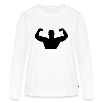 Biceps muscle fit bodybuilder musculation fitness - T-shirt manches longues Premium bio Femme - blanc - Devant - Julia (174cm)