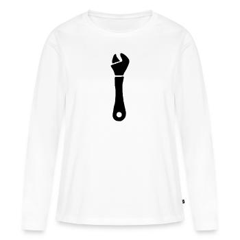 Clé de la fourche à roulettes Clé à molette Outils - T-shirt manches longues Premium bio Femme - blanc - Devant - Julia (174cm)