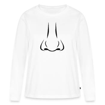 Nase Riechen Geschenk Nose Geruch Geschenkidee - Frauen Premium Bio Langarmshirt - Weiß - Vorne - Julia (174cm)