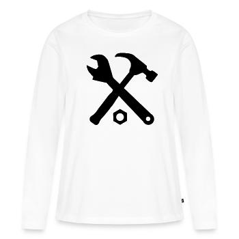Outil clé de bricoleur outils - T-shirt manches longues Premium bio Femme - blanc - Devant - Julia (174cm)