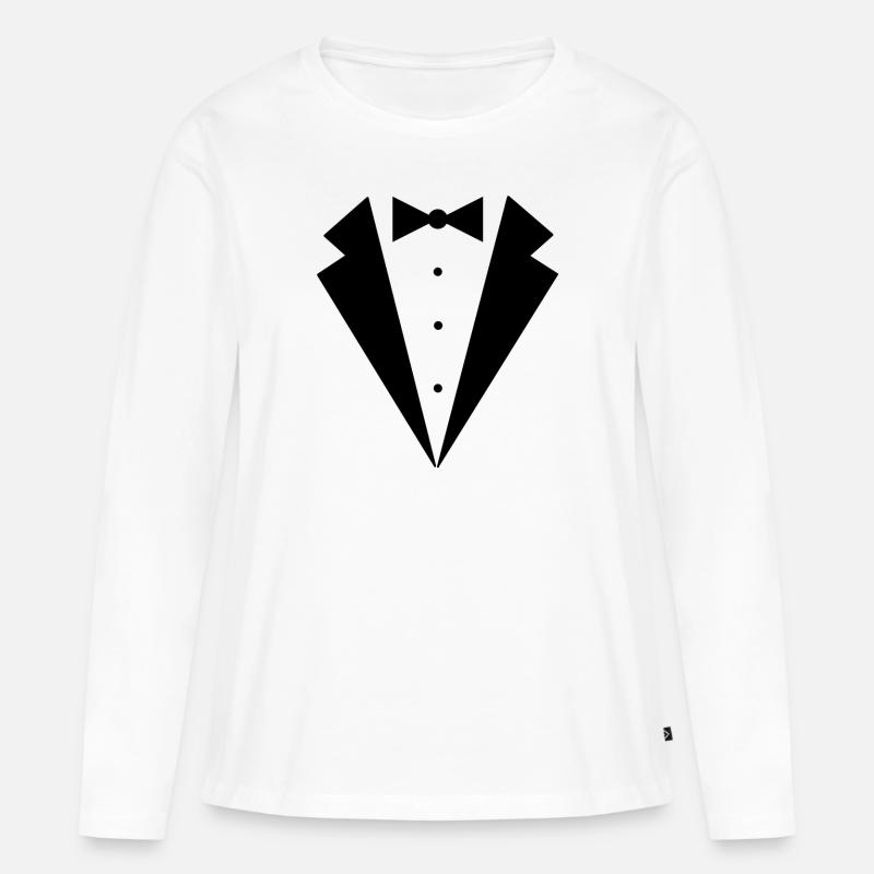 Fliege Schick Geschenk Anlass Kinder schön Anzug - Frauen Premium Bio Langarmshirt - Weiß