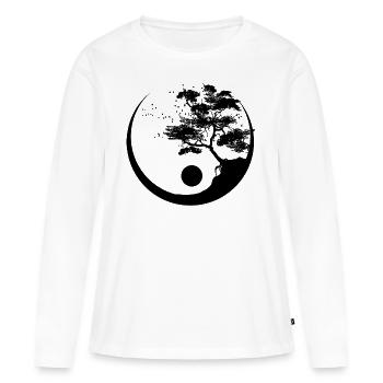 Arbre Ying Yang - T-shirt manches longues Premium bio Femme - blanc - Devant - Julia (174cm)