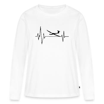 Planeur Battement de coeur Planeur - T-shirt manches longues Premium bio Femme - blanc - Devant - Julia (174cm)