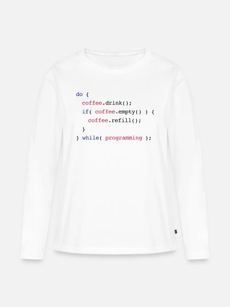 Code Coffee Refill Programming - Frauen Premium Bio Langarmshirt - Weiß