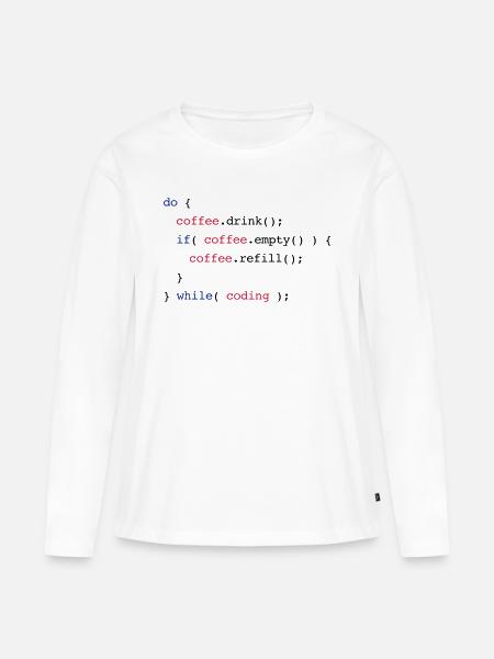 Code Coffee Refill Codierung - Frauen Premium Bio Langarmshirt - Weiß