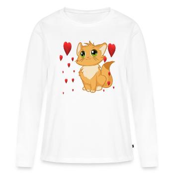 chat doux - T-shirt manches longues Premium bio Femme - blanc - Devant - Julia (174cm)
