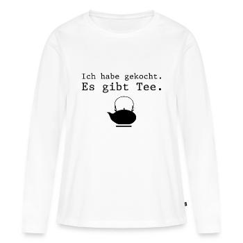J'ai cuisiné. Il y a du thé (B) - T-shirt manches longues Premium bio Femme - blanc - Devant - Julia (174cm)