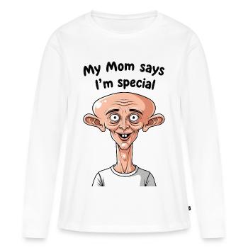 Mutti sagt, ich bin besonders - Frauen Premium Bio Langarmshirt - Weiß - Vorne - Julia (174cm)