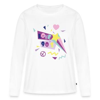 love_90s - T-shirt manches longues Premium bio Femme - blanc - Devant - Julia (174cm)