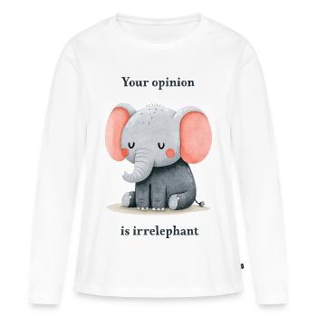 Ton avis est irrelephant - T-shirt manches longues Premium bio Femme - blanc - Devant - Julia (174cm)