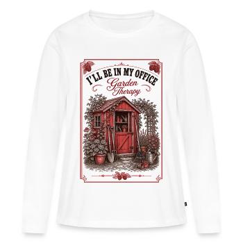 Je serai dans mon bureau Plantes de jardin - T-shirt manches longues Premium bio Femme - blanc - Devant - Julia (174cm)