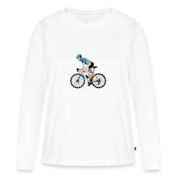 Fahrrad Radsport Radfahrer - Frauen Premium Bio Langarmshirt - Weiß - Vorne - Julia (174cm)