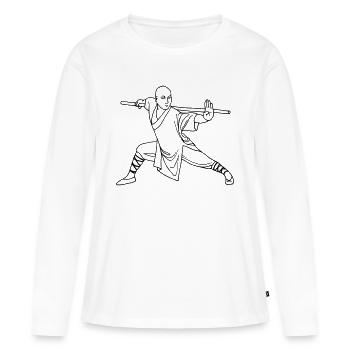 Kung Fu Shaolin Moine - T-shirt manches longues Premium bio Femme - blanc - Devant - Julia (174cm)