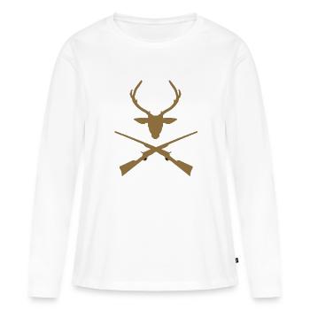 Chasseur de cerf chasseur chasseur - T-shirt manches longues Premium bio Femme - blanc - Devant - Julia (174cm)