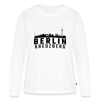 Berlin Kreuzberg - T-shirt manches longues Premium bio Femme - blanc - Devant - Julia (174cm)
