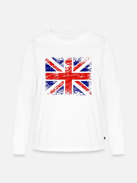 Britische Flagge im Vintage-Stil - Frauen Premium Bio Langarmshirt - Weiß