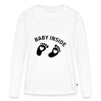 baby inside füßchen - Frauen Premium Bio Langarmshirt - Weiß - Vorne - Julia (174cm)