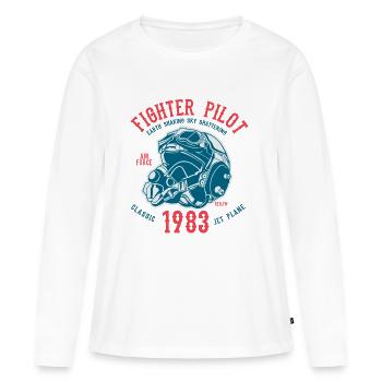 CLASSIC JET PLANE - pilotes de jet de combat shirt design - T-shirt manches longues Premium bio Femme - blanc - Devant - Julia (174cm)