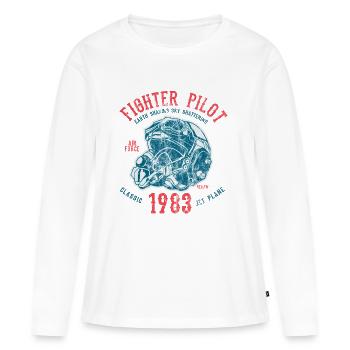 Pilote de chasse - pilotes de chasse de jet shirt design - T-shirt manches longues Premium bio Femme - blanc - Devant - Julia (174cm)