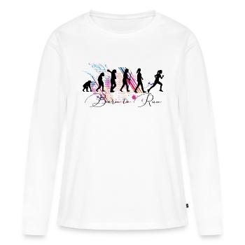 The evolution of the runner - born to run - Women's Premium Organic Long Sleeve Shirt - white - Front - Julia (174cm)