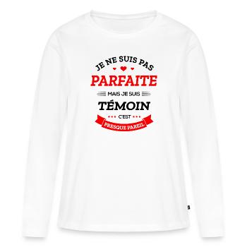 TÉMOIN PARFAITE - T-shirt manches longues Premium bio Femme - blanc - Devant - Julia (174cm)