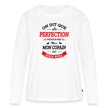 COPAIN PARFAIT - T-shirt manches longues Premium bio Femme - blanc - Devant - Julia (174cm)