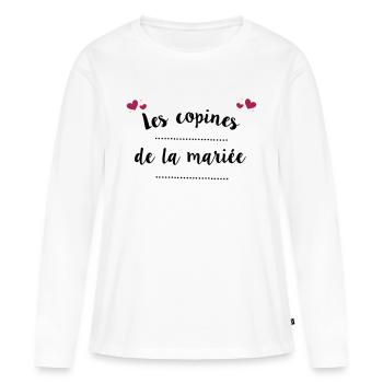 Les copines de la mariée - T-shirt manches longues Premium bio Femme - blanc - Devant - Julia (174cm)