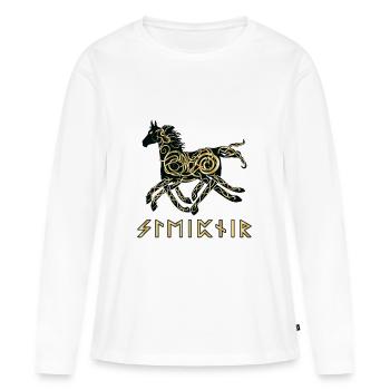 Vikings Rune Nordiques - T-shirt manches longues Premium bio Femme - blanc - Devant - Julia (174cm)