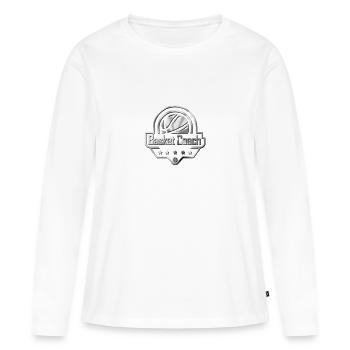 BASKET COACH Metallic Logo Design - Frauen Premium Bio Langarmshirt - Weiß - Vorne - Julia (174cm)