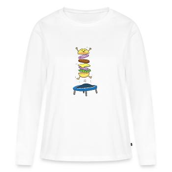 Burger Hamburger Cheeseburger Saut d'obstacles - T-shirt manches longues Premium bio Femme - blanc - Devant - Julia (174cm)