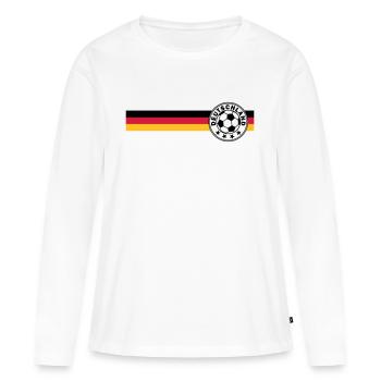 logo Football sur Deutschandfahne - T-shirt manches longues Premium bio Femme - blanc - Devant - Julia (174cm)