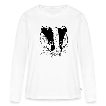 Dachs - Frauen Premium Bio Langarmshirt - Weiß - Vorne - Julia (174cm)