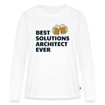 Solution Architecte Architecture Bière Drôle - T-shirt manches longues Premium bio Femme - blanc - Devant - Julia (174cm)