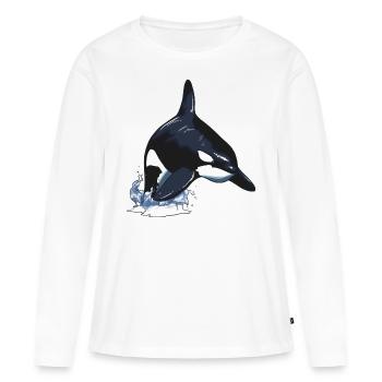 Orques orque baleine à épée saut - T-shirt manches longues Premium bio Femme - blanc - Devant - Julia (174cm)
