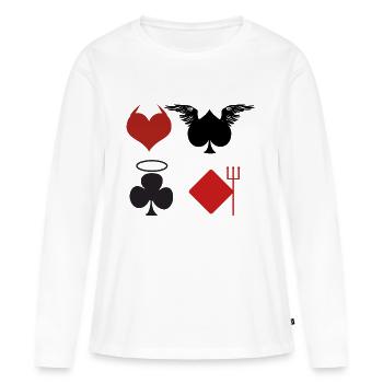 Cartes à jouer Poker Ange Diable cadeau - T-shirt manches longues Premium bio Femme - blanc - Devant - Julia (174cm)